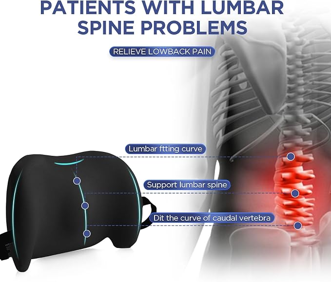 Lumbar Support Pillow for Office Chair, Memory Foam Car Back Cushion | Lumbar Pillow Lower Back with Adjustable Straps, Ergonomic Chair Back Pillow for Office, Car, Gaming Chairs and Bed - Image 2