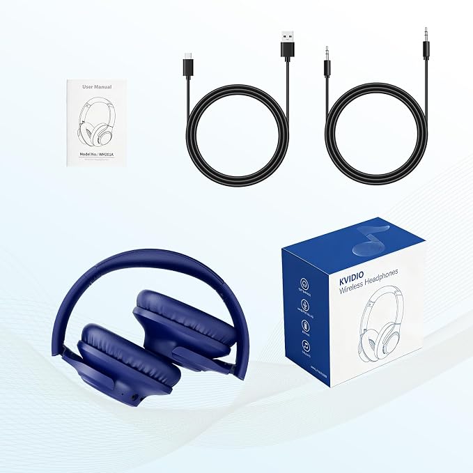 KVIDIO Bluetooth Headphones Wireless Over Ear Headsets 65H Playtime | Deep Bass, HiFi Stereo, Bluetooth 6.0, Microphone, Comfortable Fit, Foldable, Lightweight, Low Latency for Travel Home Office - Image 8