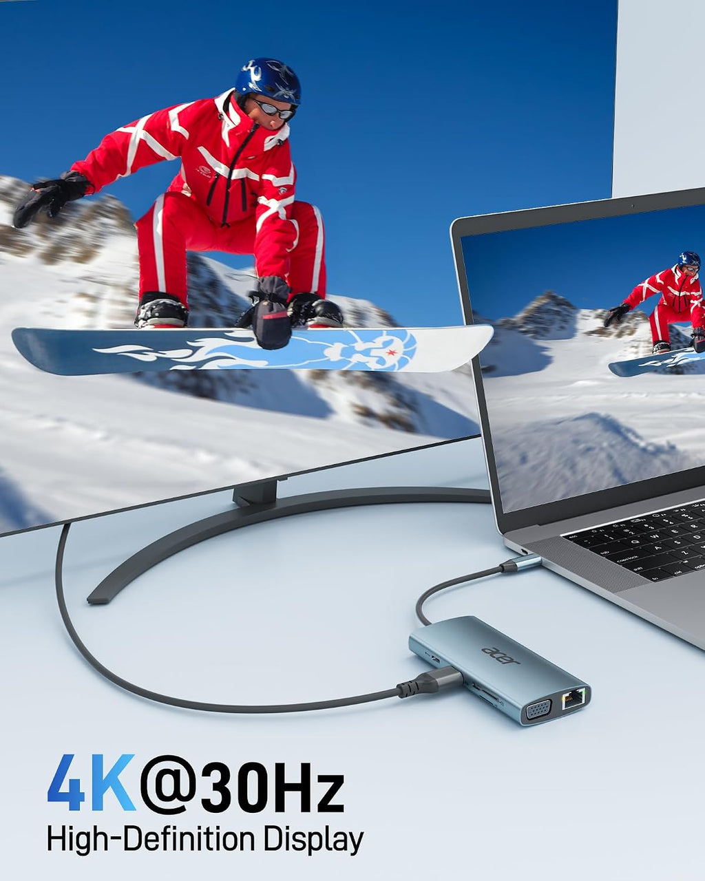 Acer USB C Hub with 4K HDMI, 9-in-1 Laptop Docking Station with 1080P VGA - Image 3