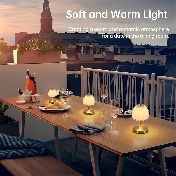 Shenmoyl Set of 2 Tulip Table Lamp with 5200mAh Battery & Touch Control, Cordless Small Table Lamp with 3 Colors, Rechargeable Battery Operated Table Lamps for Nightstand, Bedroom (White Tulip) - Image 8