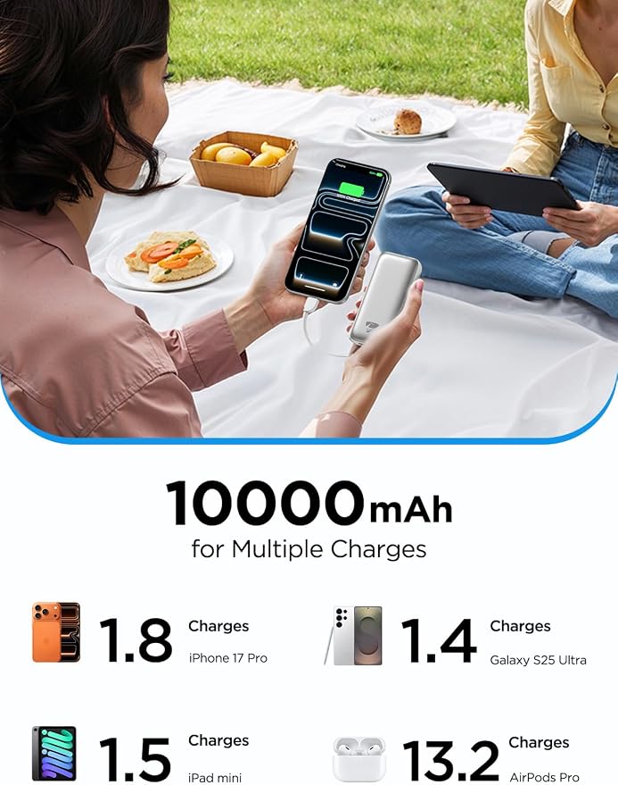 Portable Charger, Power Bank Fast Charging 10000mAh Battery Pack Charger Portable with Built in Cables Travel Essential Portable Power Bank for iPhone 17 16 15 14 13 Samsung Galaxy S24 S23(1Pack) - Image 8