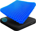 Gel Seat Cushion - 17x17 inch Extra Large Egg Seat Cushion Chair Pads with Non-Slip Cover for Sciatica & Back Pain - Office Chair Car Seat Cushion - Coccyx Cushion for Tailbone Pain by Helishy