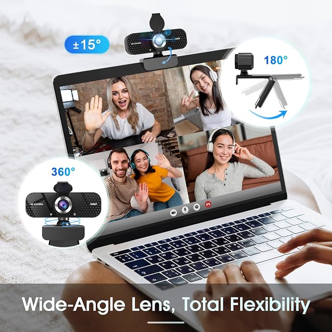 TRAUSI 1080P Full HD Webcam with Noise-Canceling Mic, Auto Light Correction, Privacy Cover and Wide Angle Lens, Plug & Play USB Camera for Laptop/Desktop/PC/Mac, Compatible with Zoom/Teams/Streaming - Image 3