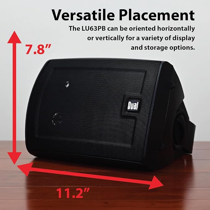 Dual Electronics LU63PB 6.5" 3-Way Indoor Outdoor Wired Speakers Pair | Weather & UV resistant, for patio, pool & garage, expansive stereo sound, easy setup, wired home speakers, black pair - Image 3