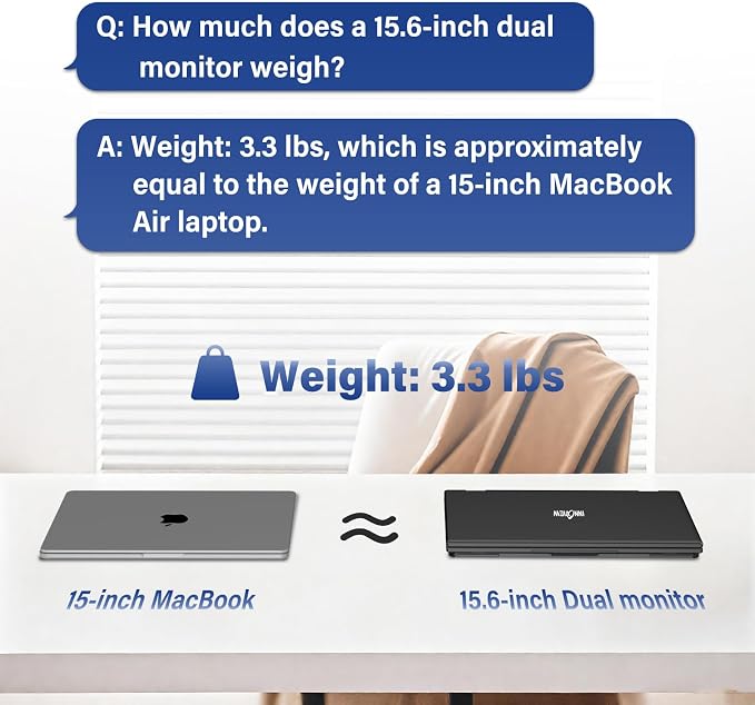 InnoView Dual Portable Monitor 15.6" 1920x1080 Dual Stacked Foldable Monitor | 315° Screen Adjustment | USB-C/HDMI Dual Screen Monitor for Laptop, Mac, Windows - Image 8