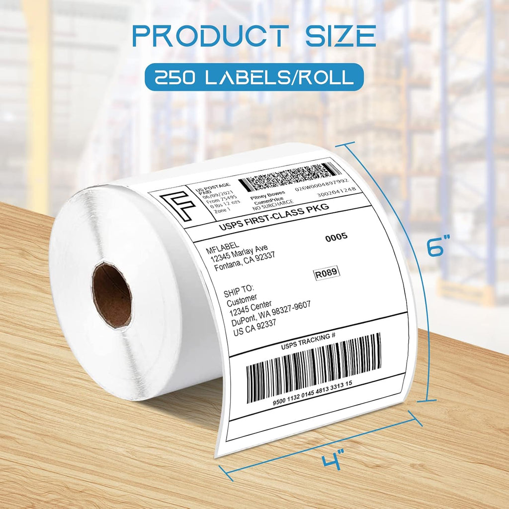 MFLABEL 4x6 Thermal Shipping Labels - 12 Rolls of 250, Perforated & Smudge-Proof Direct Thermal Labels Compatible with Rollo, Zebra, for Amazon UPS FedEx Shopify - Image 2