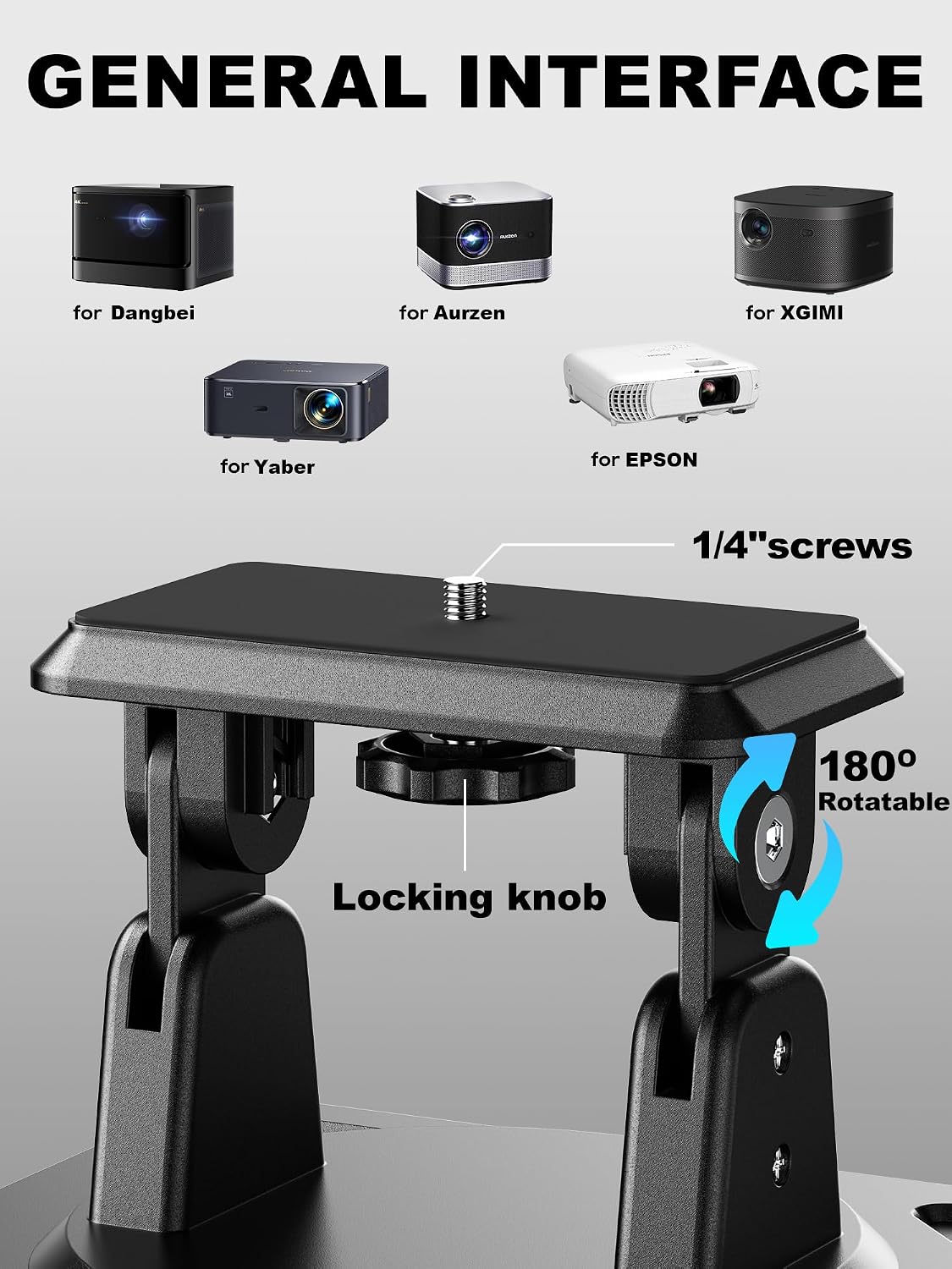 3-in-1 Projector Stand, Ceiling Wall Desktop Mount, 360° Swivel & 180° Tilt, 1/4 Inch Screw, ABS Material, Works with Nebula Capsule 3/Air/Pro, XGIMI Halo+/MoGo and Most Projectors (Black) - Image 4