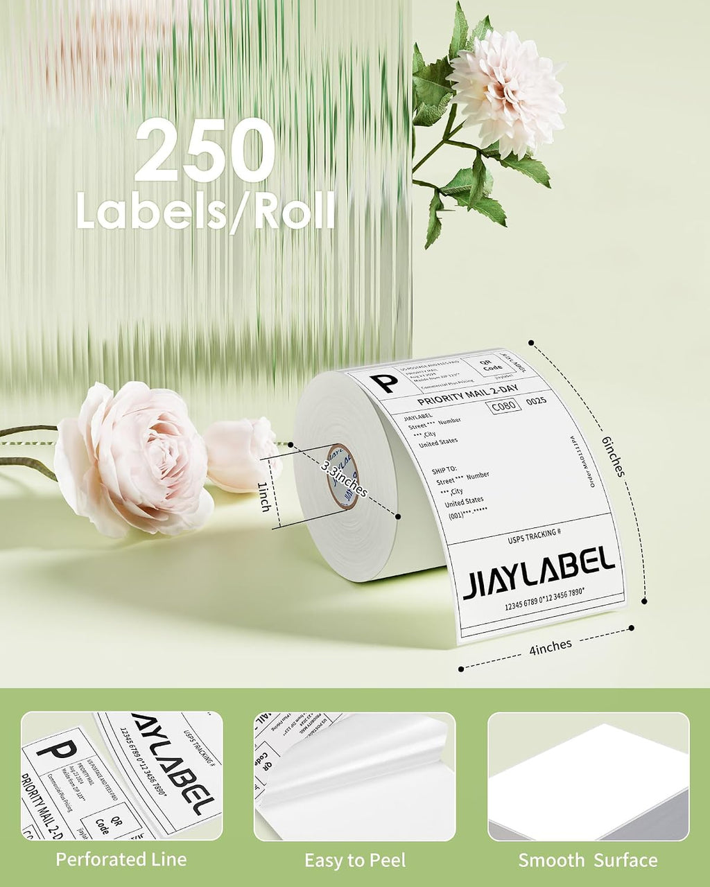 4x6 Thermal Mailing Labels for Direct Thermal Label Printer Shipping Sticker Paper for Address Postage, 250 Labels/Roll, 4 Rolls, Total 1000PCS - Image 2