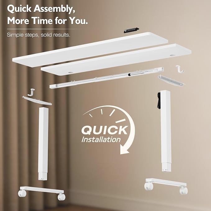Monomi 59" Electric Standing Desk,Adjustable Height Sit Stand Up Desk,White | Ergonomic Home office Computer Desk Workstation,Gaming Desk with Memory Height,Headphone Hooks,Anti-Collision - Image 8