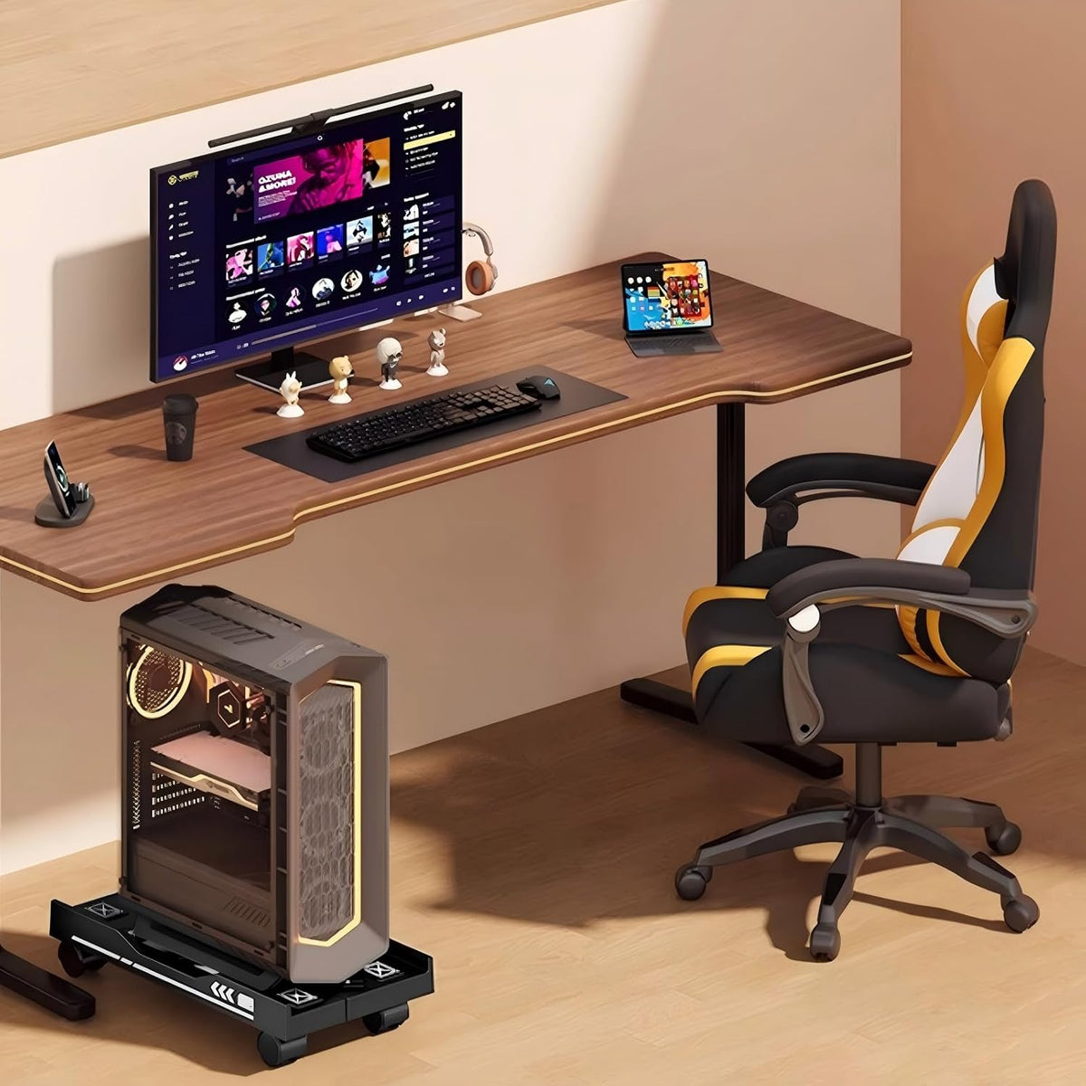 Adjustable Computer Tower Stand, Mobile PC Stand for Floor (Black) - Image 7