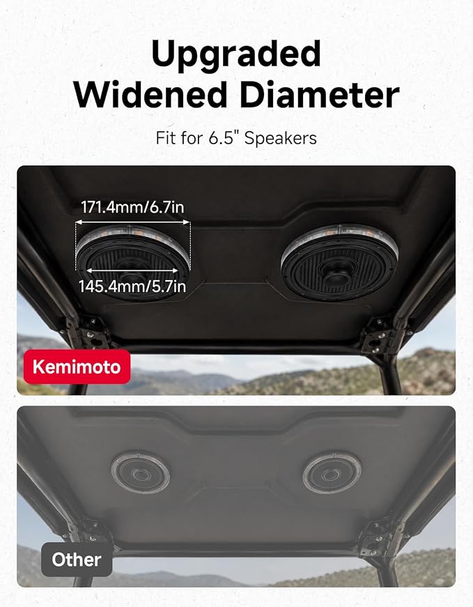 KEMIMOTO 6.5” RGB Car LED Speaker Rings Compatible with UTV SUV Marine RV | Speaker Ring Lights Music Sync Dreamcolor Interior Lighting for 6.5 inch Speakers (4 Pack) - Image 2