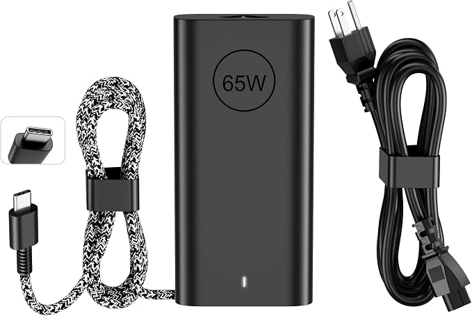 65W Laptop Charger USB C - Compatible with Dell Latitude 5420 5520 7420 7430 5430 5530 5540 5440 5450 5550 and Inspiron 14 16 XPS 13, Computer Type C AC Adapter Power Supply Cord by Unknown