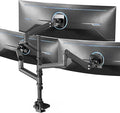 VIVO Pneumatic Arm Triple Ultrawide Monitor Extra Tall Desk Mount for Up to 49 inch Screens, Heavy Duty Clamp, Holds 3 Ultra Wides Up to 44 lbs, Black, STAND-V300D by Unknown