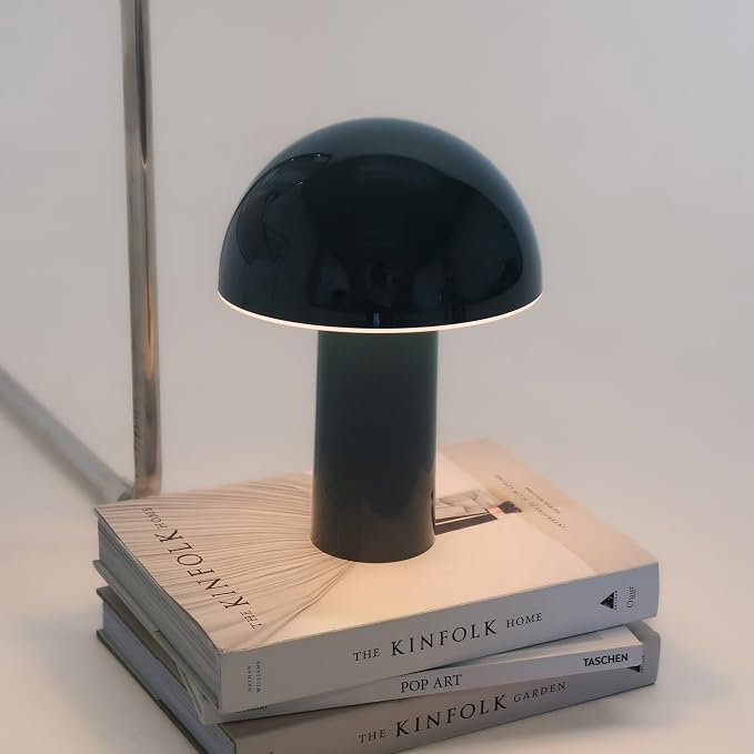 Brightech Celia Small Table Lamp – 10" Touch-Controlled Mushroom Desk Lamp, Cordless & Dimmable LED, Portable Bedside Night Light, Sustainable Light, Recycled Modern Patio Lamp for Home Décor – Teal - Image 8