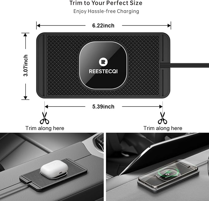 Magnetic Wireless Car Charger Pad, REESTECQI 15W Wireless Charging Pad for Magsafe Charger Non Slip Type C with 40W Car Charger for iPhone 17/16/15/14/13/12, Airpods (30CM Cable) - Image 6