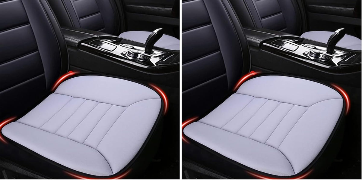 MYFAMIREA Car Seat Cushion Pad 1.2" Thick Comfort Seat Protector for Car Driver Seat Office Chair Home Use Memory Foam Seat Cushion with Non Slip Bottom, 20'' x 18.5'', Gray (Pack of 2) by MYFAMIREA