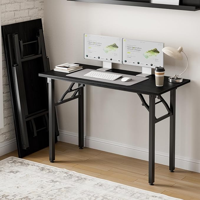 Small Folding Computer Desk – Portable 43.3 Inch Foldable Laptop Table, Collapsible and Compact for Easy Storage and Fast Setup, Lightweight for Small Spaces, Craft and Study Use, Dark Oak by Frylr