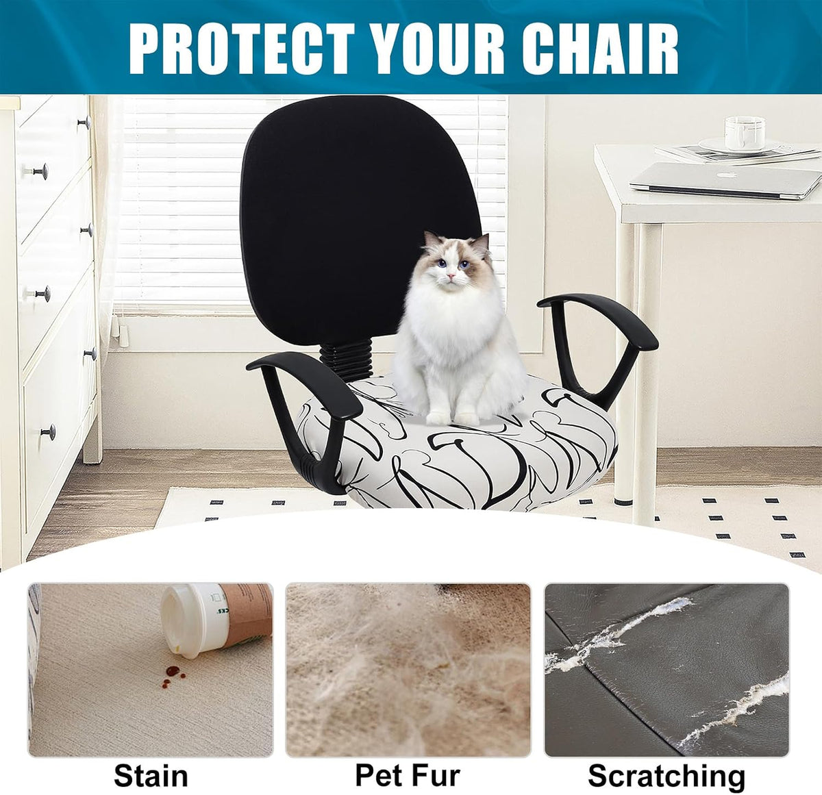 Smiry Stretch Printed Office Computer Desk Chair Seat Covers - Image 8