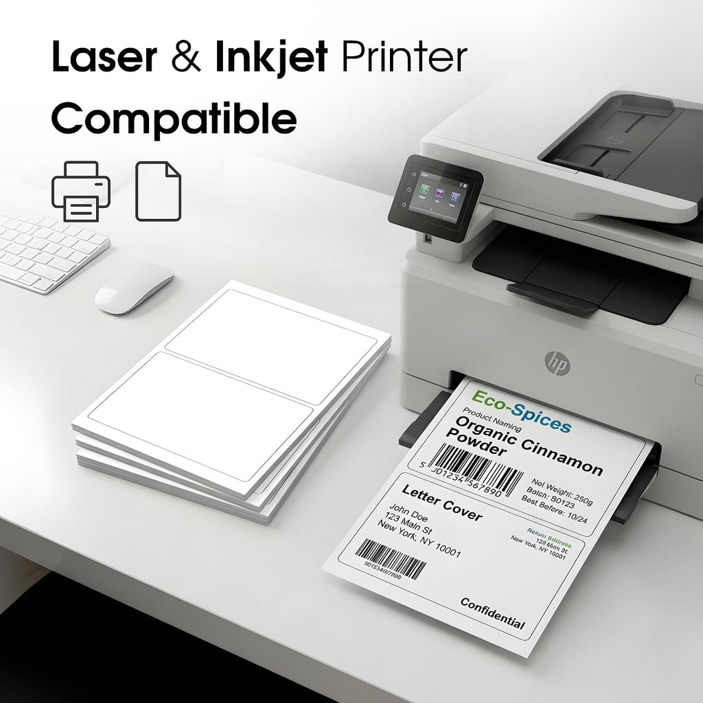8.5" X 5.5" Matte White Printable Half Sheet Shipping Labels - Image 4