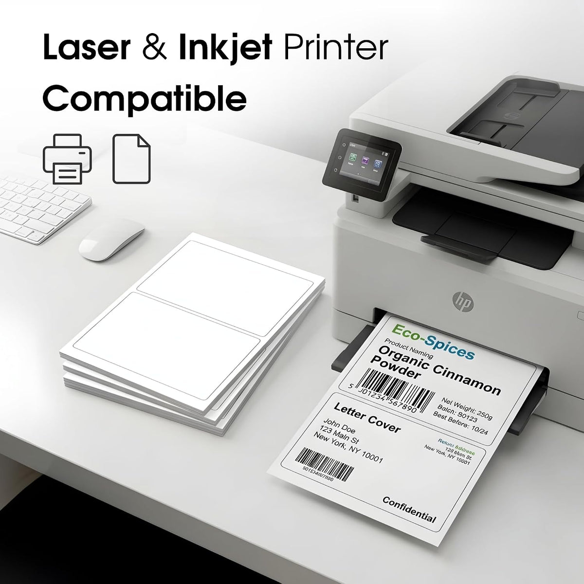 8.5" X 5.5" Matte White Printable Half Sheet Shipping Labels - Image 4