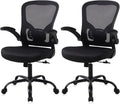 Flysky Mesh Office Chair, Ergonomic Computer Desk Chairs (Black, Set of 2) | Comfy/Comfortable Flip-up Arm Rests, Lumbar Support, Height Adjustable, 360 Degree Rolling Swivel for Home Office by showyourstyle