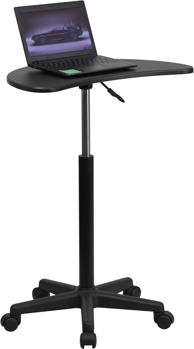 Flash Furniture Mobile Sit-to-Stand Laptop Desk, Black | Heavy Duty Nylon Base, Dual Wheel Casters by FlashFurniture