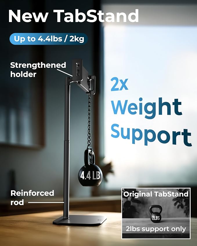 COOPER TabStand 20" Tall iPad Stand for Desk, Portable Monitor Stand Holder | 13-20" Adjustable, Holds 4.4lb, Weighted Metal Base, Desktop Tablet Stand, Tablet Mount, iPad Holder for Desk; fits Kindle - Image 3