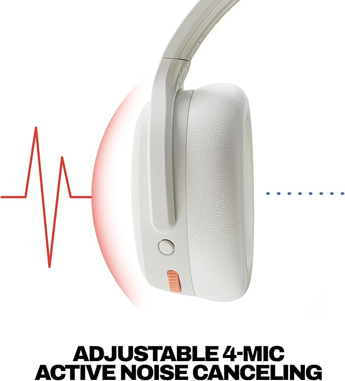 Skullcandy Crusher ANC 2 Noise Cancelling Wireless Headphones - Bone | Multi-Sensory Crusher Bass, Over-Ear Fit, Bluetooth, 60 Hours Battery, Working Out, Gym, Travel, Studying, Music, Gaming - Image 4