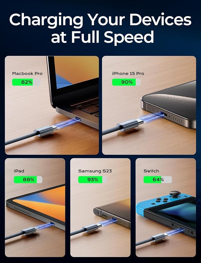 LISEN for iPhone 16 15 USB C to USB C Fast Charging, 60W USB C Cable Type C Fast Charging Cable for iPhone 16 15,Samsung Galaxy S25 Ultra Plus S24 S23 iPad Pro 13 12.9inch, iPad Air 5,Black 3Pack 6FT - Image 3