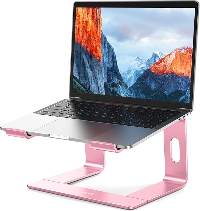 BESIGN LS03 Aluminum Laptop Stand, Ergonomic Detachable Computer Stand, Notebook Riser, Laptop Mount Compatible with Air, Pro, Dell, HP, Lenovo More 10-15.6" Laptops, Pink by BESIGN