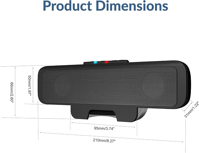 Cyber Acoustics CA-2890BT USB and Bluetooth Speaker Bar with Speakerphone | Compact Speaker Bar for PC and Mac, Great for Calls and Music, Auto-Switch Between Devices, Mic Mute Button, 5ft Cable - Image 9