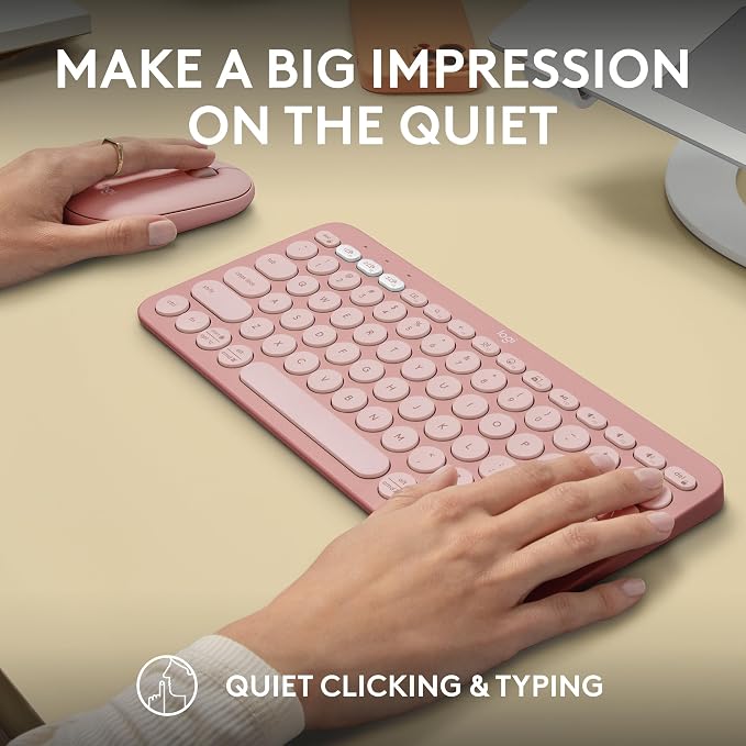 Logitech Pebble 2 Combo Wireless Keyboard and Mouse Quiet - Tonal Rose | Quiet and portable, customizable, Logi Bolt, Bluetooth, Easy-Switch for Windows, macOS, iPadOS, Chrome - Image 8