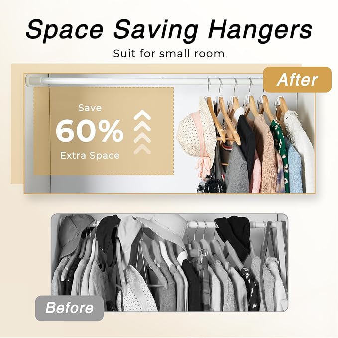HOUSE DAY Space Saving Hangers 20 Pack, Clothes Hanger Connector Hooks | Heavy Duty Closet Space Saver, Small Space Solutions, Cascading Dorm Room Closet Organizer and Storage - White - Image 2
