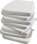AAAAAcessories D-Shaped Chair Cushions, 2" Thick Dining Chair Pads with Ties and Removable, Machine-Washable Cover, 17" x 16", Set of 8, INatural Linen by AAAAAcessories