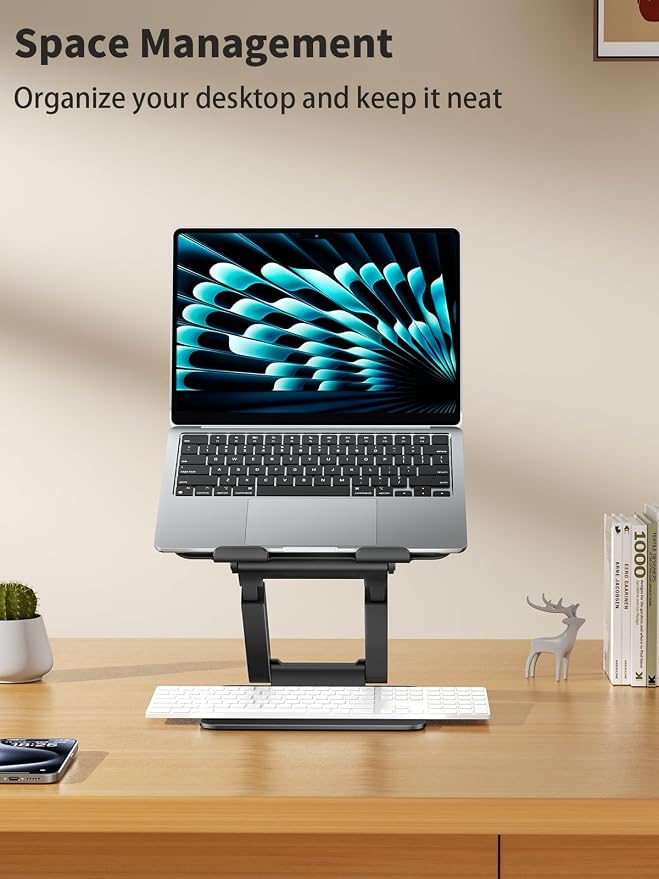 tounee Laptop Stand for Desk Adjustable Height, Telescopic Computer Stand with Pull Out Design Ergonomic Laptop Riser Fits All Laptops 10-17"-Black - Image 9