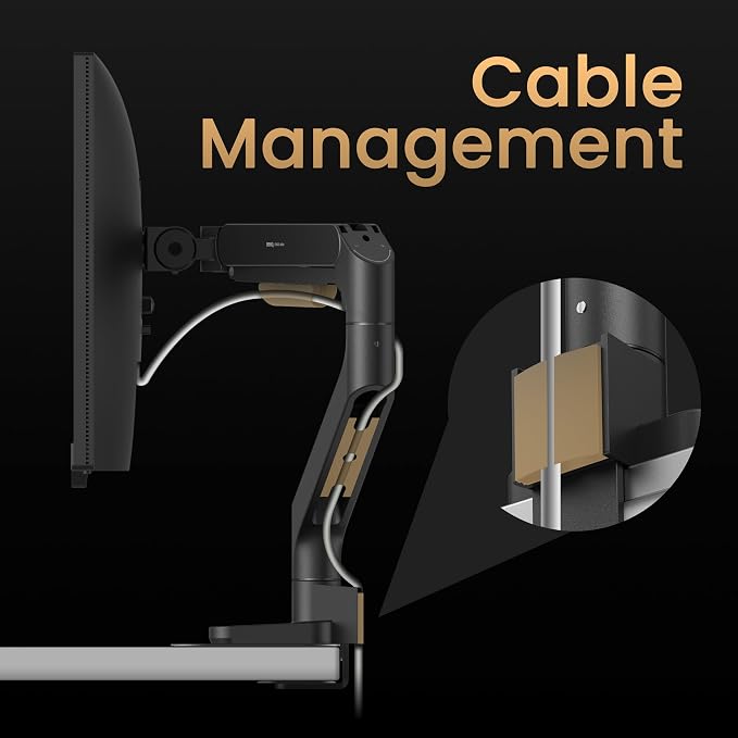 BenQ ErgoArm BDH01 Dual Monitor Arm for 2 Screens Up to 35'' & 44lbs. Black | VESA 75×75, 100×100. Fits desk 12–45mm thick. Heavy duty. Reinforcement plate desktop protect. Top mounting - clamp & grommet - Image 10
