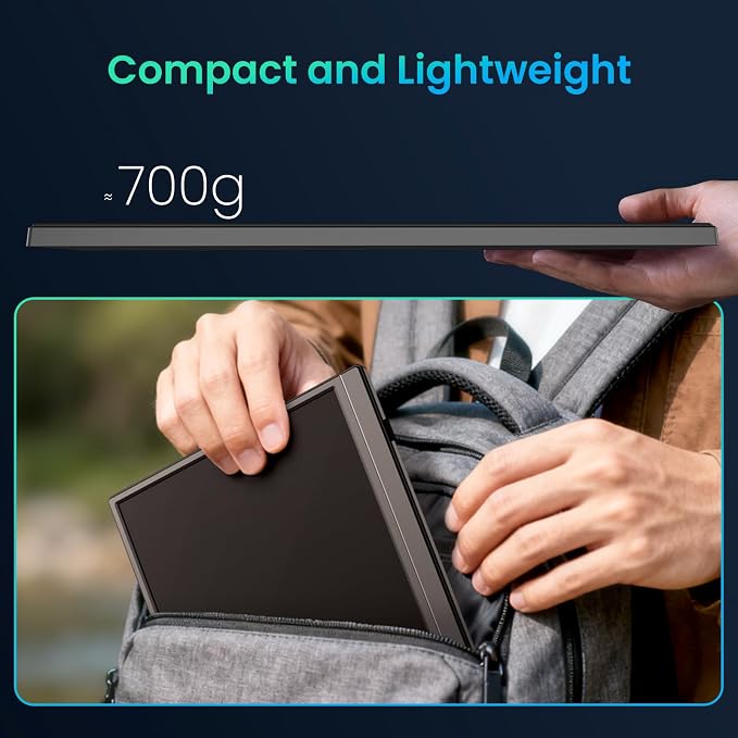 15.6 Inch Portable Monitor 1080P Slim Monitor Built-in 90° Adjustable Stand | Portable Monitor Anti-Glare ,VESA Mountable 60Hz HDMI USB C Travel Monitor for Laptop, Mac, Phone, Tablet, PS5/4, Xbox,Switch - Image 9