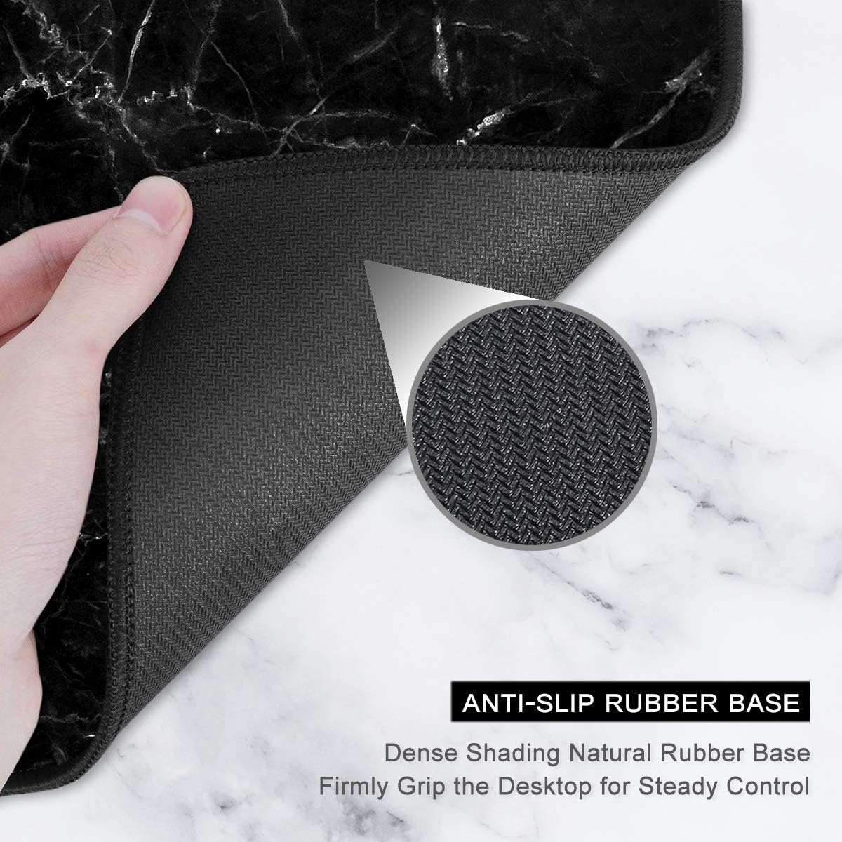 Large Mouse Pad, Full Desk XXL Extended Gaming Mouse Pad 35" X 15", Waterproof Desk Mat with Stitched Edges, Non-Slip Laptop Computer Keyboard Mousepad for Office and Home, Marble Design - Image 4