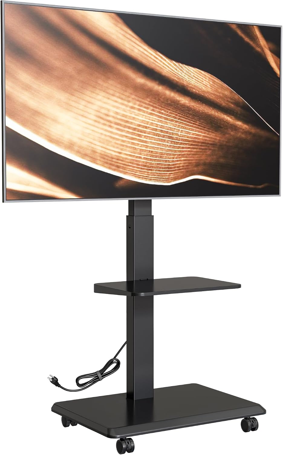 Steel Base Rolling TV Stand with Power Outlet for 32-75 inch TVs,BL by ECOTINY