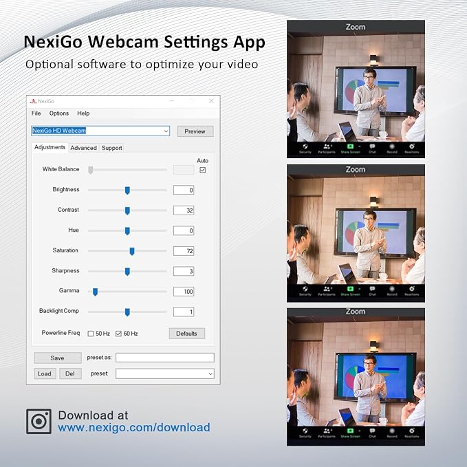 NexiGo N960E 1080P 60FPS Webcam with Light, Software Included, Fast AutoFocus, Built-in Privacy Cover, USB Web Camera, Dual Stereo Microphone, for Zoom Meeting Skype Teams Twitch - Image 2