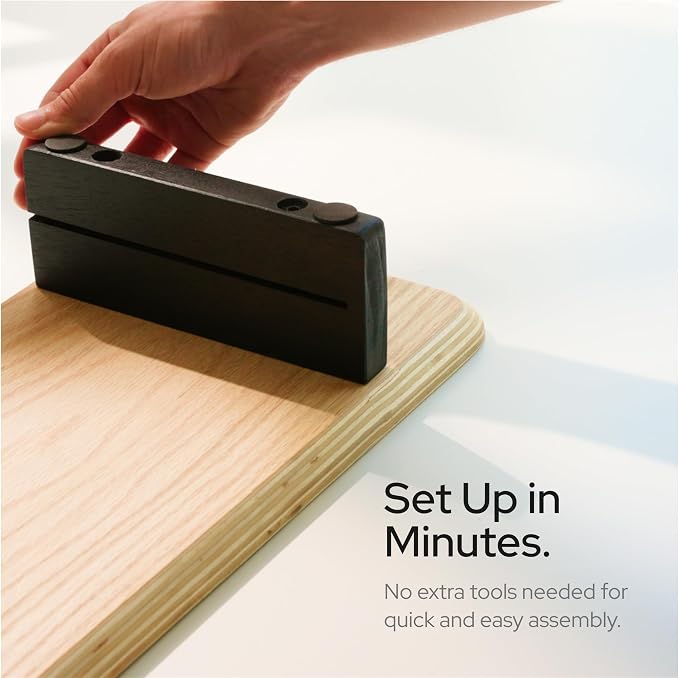KIVY Dual Monitor Riser with Integrated Metal Shelf - Wooden desk shelf for top of desk - Wood monitor stand for desk 2 monitors / tv - Dual monitor stand riser for desk - Large walnut monitor stand - Image 5