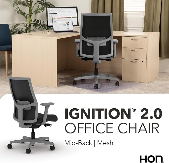 HON Ignition 2.0 Ergonomic Office Chair, Lumbar Support, Office Desk, Black | Ergonomic office desk chair with lumbar support, adjustable arms, office decor, workstation comfort for focused productivity - Image 7