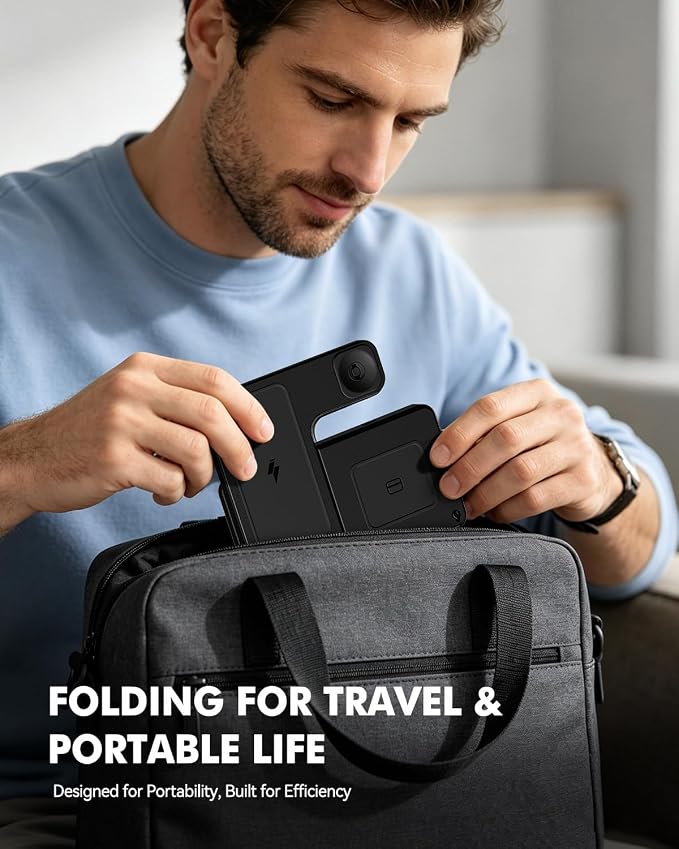 3-in-1 Charging Station for Samsung, Foldable Wireless Charger Stand | Android Phone and Watch Charger for Samsung S26/S25/S24/S23/S22/S21, Note 20/10, Z Fold 6/5, Galaxy Buds and Watch-Black - Image 8