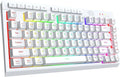 Redragon Wireless Gaming Keyboard, Portable 75% Compact,RGB Backlit, White | Bluetooth/2.4GHz/USB-C Wired, Mini Quiet Macro Membrane Keyboard, Rechargeable 4000mAh Battery, Anti-Ghosting for Win/MAC by REDRAGON