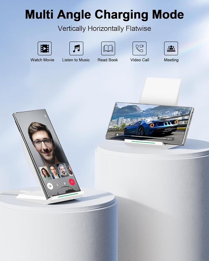 NANAMI Fast Wireless Charger - Charging Stand 7.5W Compatible with iPhone 17/17 Pro/17 Pro Max/16/15/14/13/12, 10W Phone Charger Dock for Samsung Galaxy S26/S26+/S25/S24/S24 Ultra//S23/S22/21 - Image 2