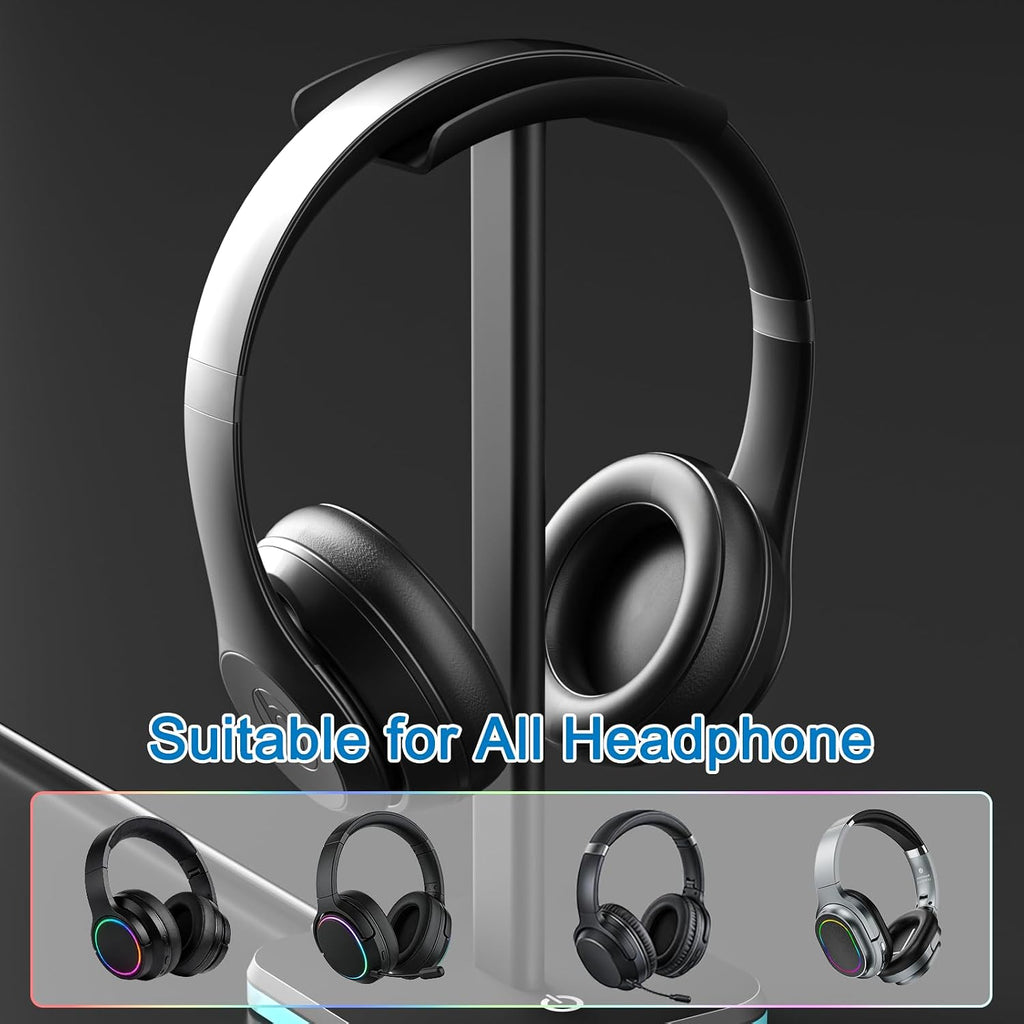 Headphone Stand for Desk - Headset Stand Headphone Holder (RGB-Black) - Image 5
