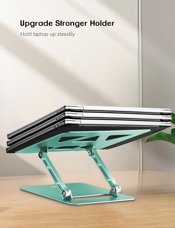 Aoviho Adjustable Laptop Stand for Desk,Portable Laptop Stand Holder and Riser,Foldable Aluminum Notebook Computer Stands for MacBook Air Pro HP Lenovo Dell Samsung, 10-15.6 inch (Fresh Green) - Image 6