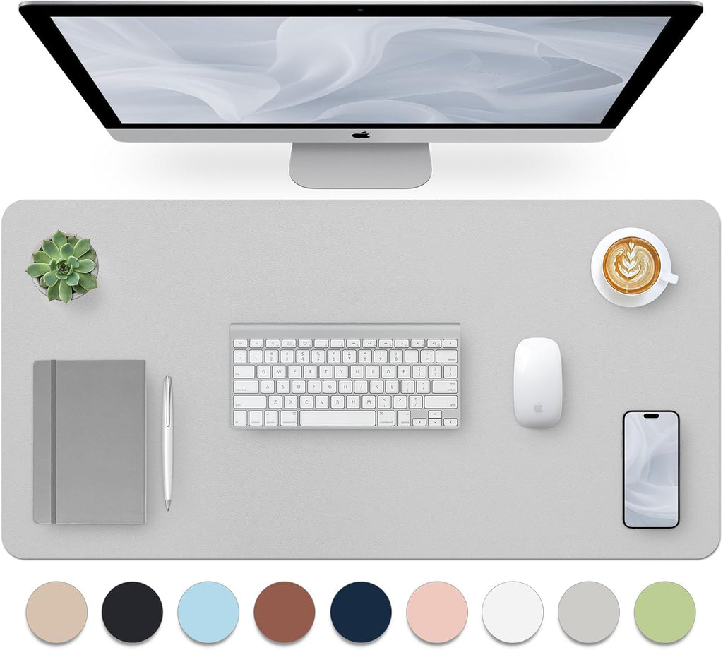 Large Desk Pad, Grey Desk Mat, Desk Pads on Top of Desks, Computer Mat Non-Slip, Desk Blotter Waterproof, Easy to Clean - Light Grey (31.5 x 15.7 Inches) by Bloss