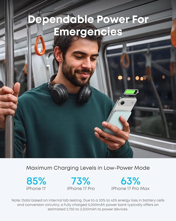 Anker Nano Magnetic Power Bank, 5,000mAh Qi2-Certified 15W Portable Charger (Green) - Image 5