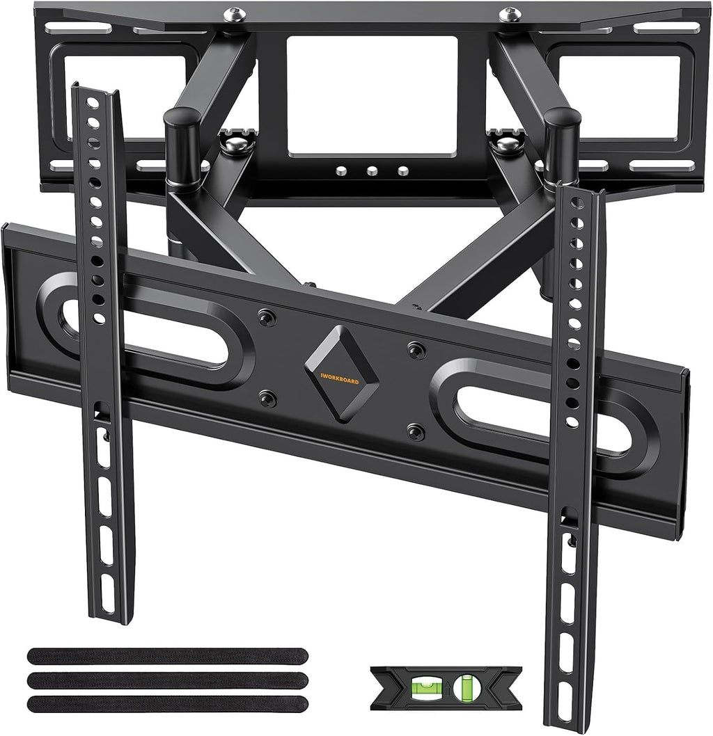 50 55 65 inch Full Motion TV Wall Mount for 32-70 inch TV Bracket,Dual articulating Arms Mount, Tilt Swivel Extension Level, Max VESA 400x400mm, 16" Studs, 110 lbs,Fit Most 40 43 50+ TVs by IWORKBOARD